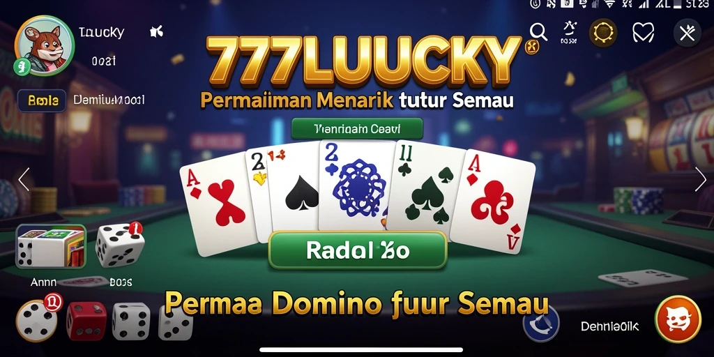 Tampilan gameplay seru dari 777LUCKY yang menampilkan permainan domino.