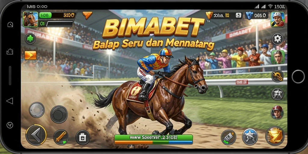 Tampilan gameplay Racing BIMABET dengan mobil balap yang melaju kencang.