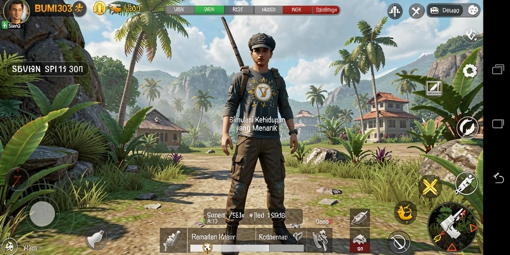 Tampilan gameplay BUMI303 yang penuh warna dan menarik.