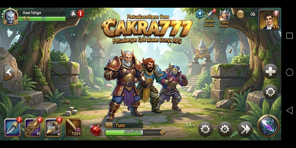 Screenshot gameplay CAKRA777 yang menunjukkan pertempuran epik.