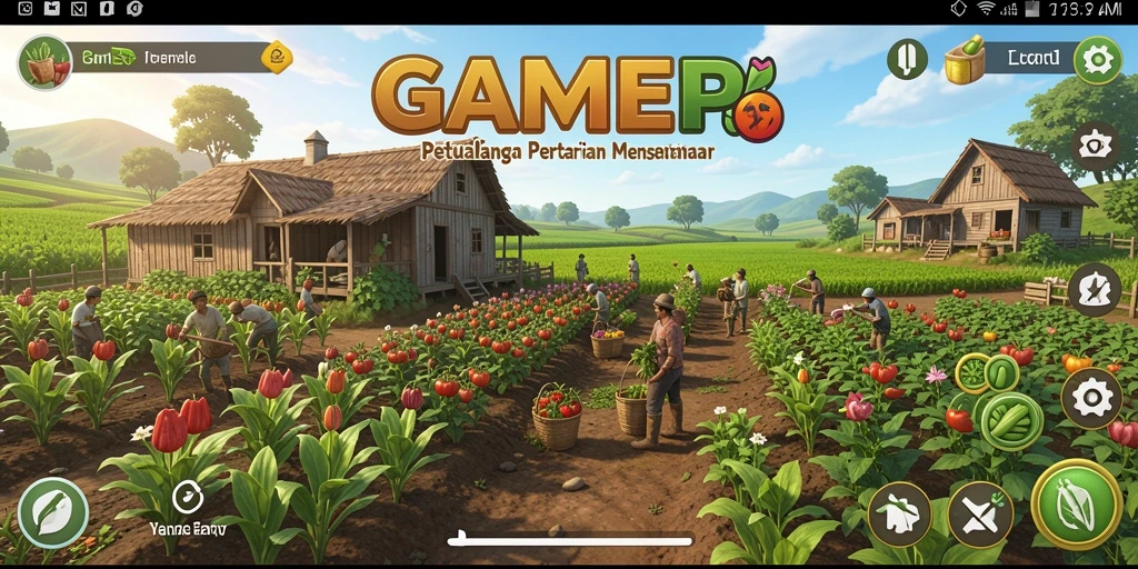 Screenshot GAMERP menampilkan aktivitas seru dalam bertani.