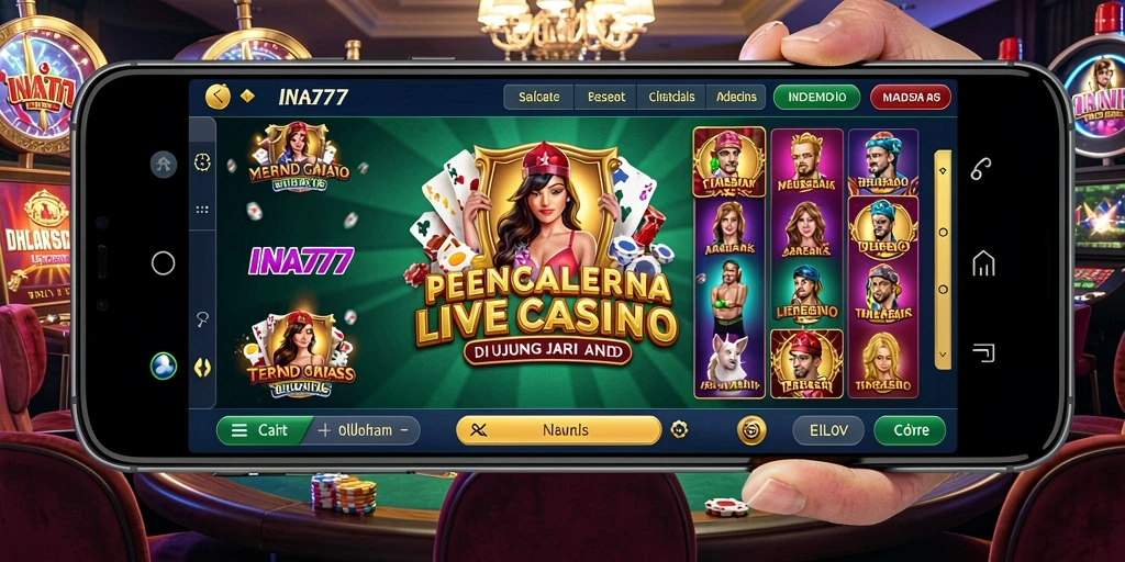 Screenshot gameplay Live Casino INA777 dengan dealer langsung yang interaktif.