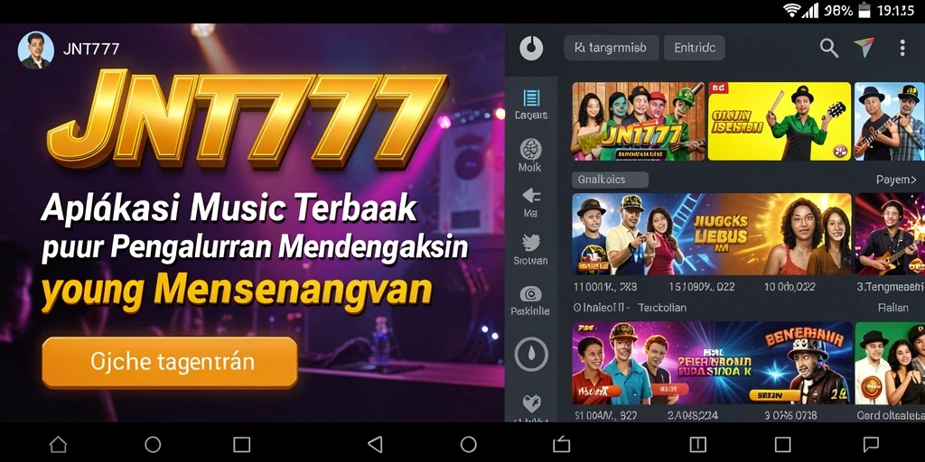 Tampilan JNT777 dengan berbagai pilihan lagu musik.