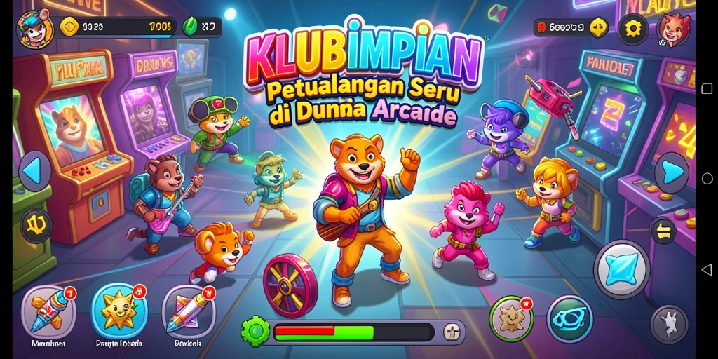 Screenshot gameplay KLUBIMPIAN yang menampilkan aksi seru di level penuh warna.