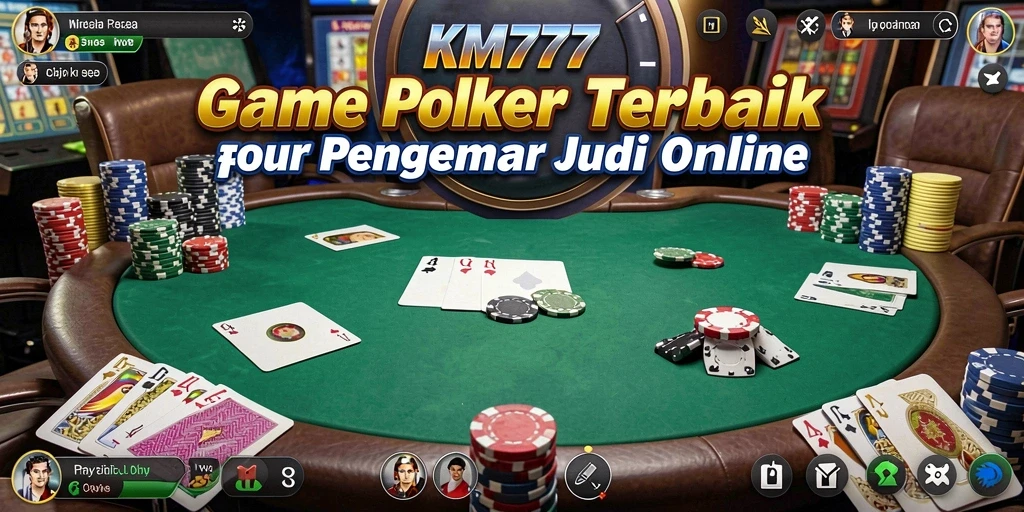 Screenshot gameplay KM777 menampilkan aksi poker yang seru dan interaksi antar pemain.