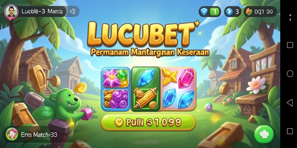 Screenshot gameplay LUCUBET menampilkan momen seru mencocokkan objek.