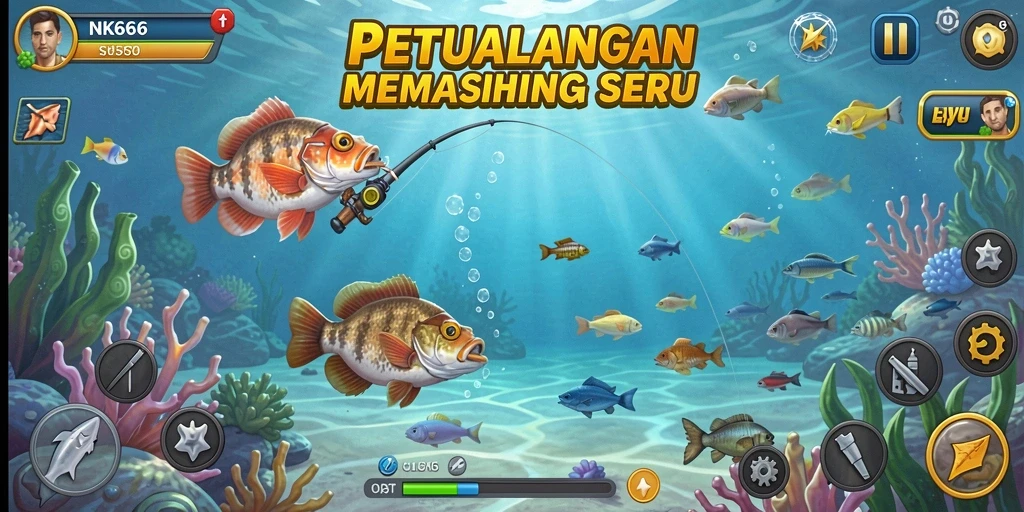 Tampilan gameplay NK666 yang menarik saat menangkap ikan.
