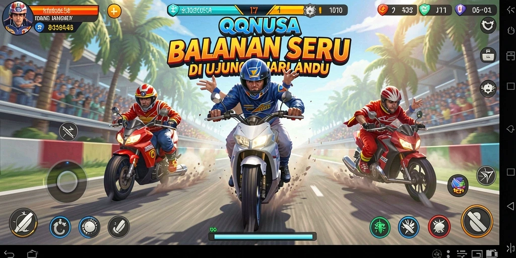Tampilan balapan intensif dalam QQNUSA dengan grafis memukau.
