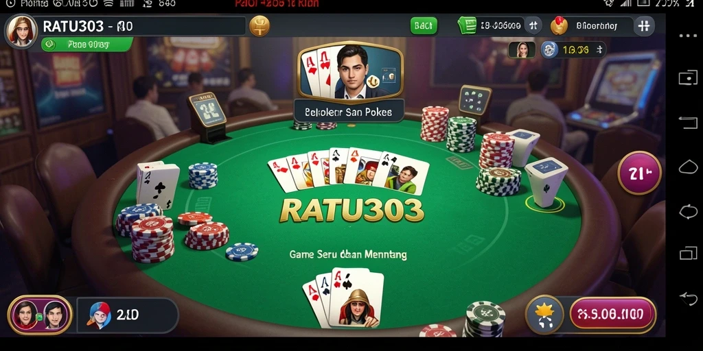 Screenshot utama RATU303 menampilkan gameplay seru di meja Poker.