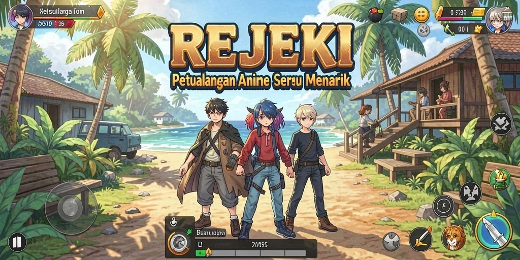 Gameplay <strong>REJEKI</strong> menampilkan karakter anime yang beraksi dalam petualangan seru.