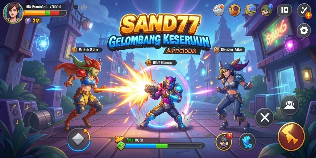 Tangkapan layar gameplay SAND77 yang penuh aksi.