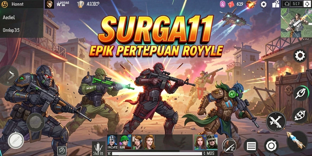 Tampilan gameplay SURGA11 yang mendebarkan dengan aksi Battle Royale.